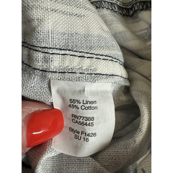 J Crew Factory Shorts Size L Ikat Print Linen Blend Blue White Beach Boho EUC - Picture 7 of 8